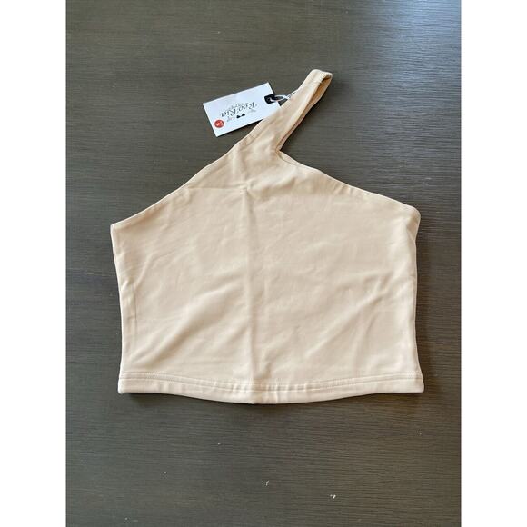 Reoria Beige Small One Shoulder Crop Top - Picture 1 of 3